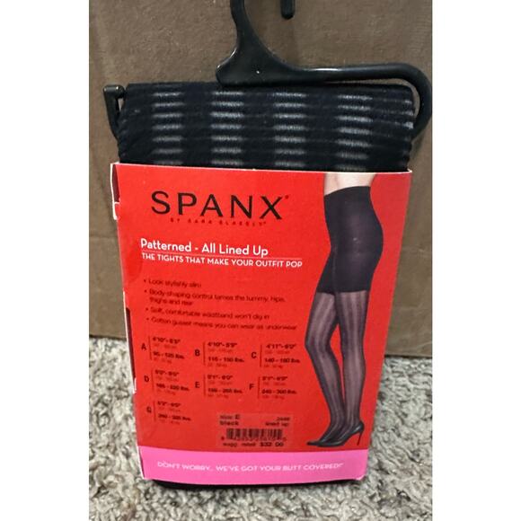 Spanx' All Lined Up' Tights Black Size E New Geometric Pattern - Picture 3 of 4